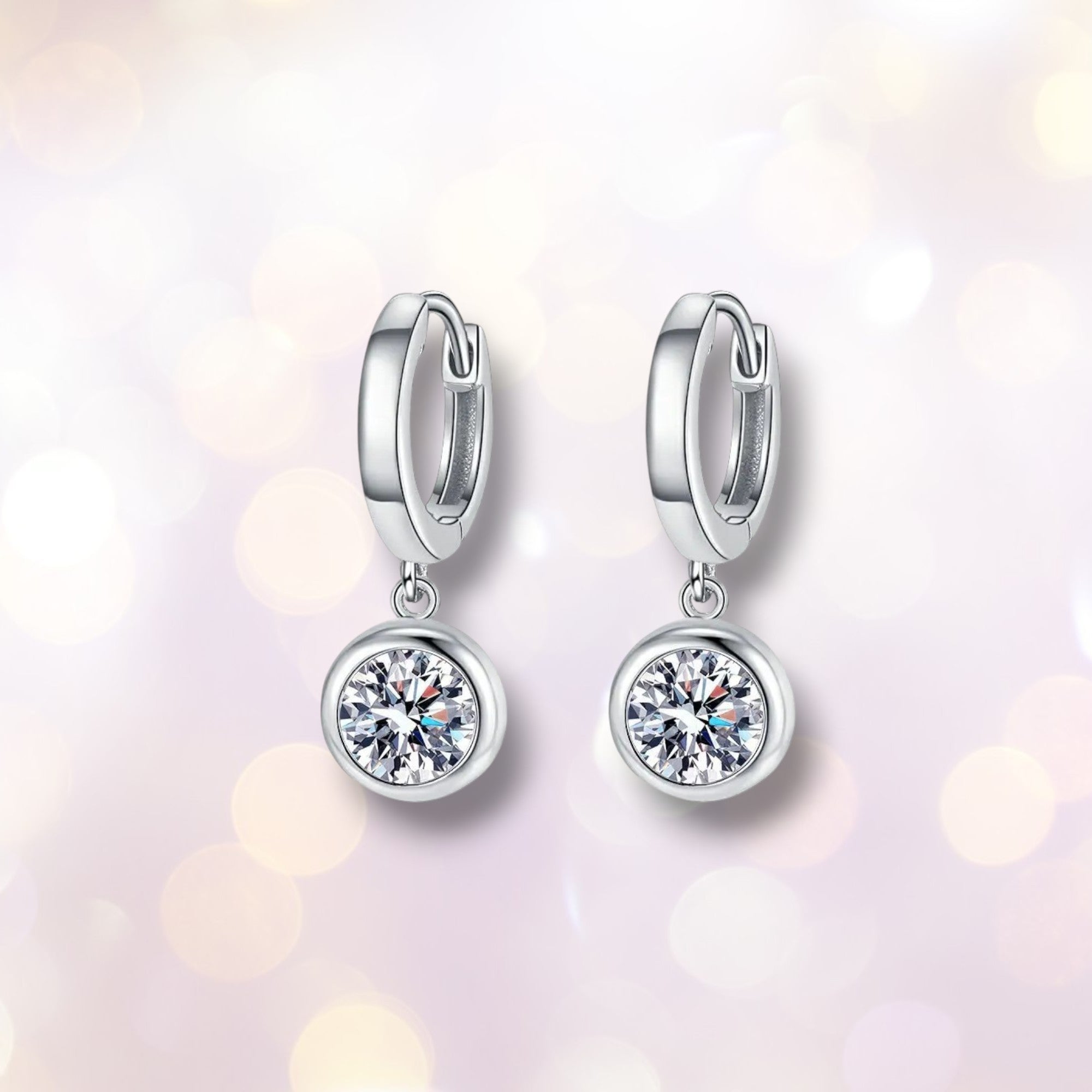 Moissanite Pendant Hoop Earrings | D VVS1 S925 Silver
