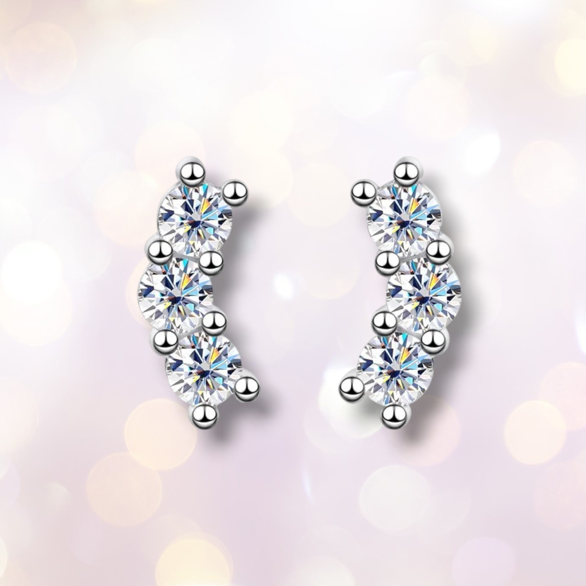 D VVS1 Moissanite Stud Earrings | S925 Silver 18K Plated