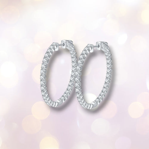 1.5ct Moissanite Hoop Earrings | D VVS1 S925 Silver