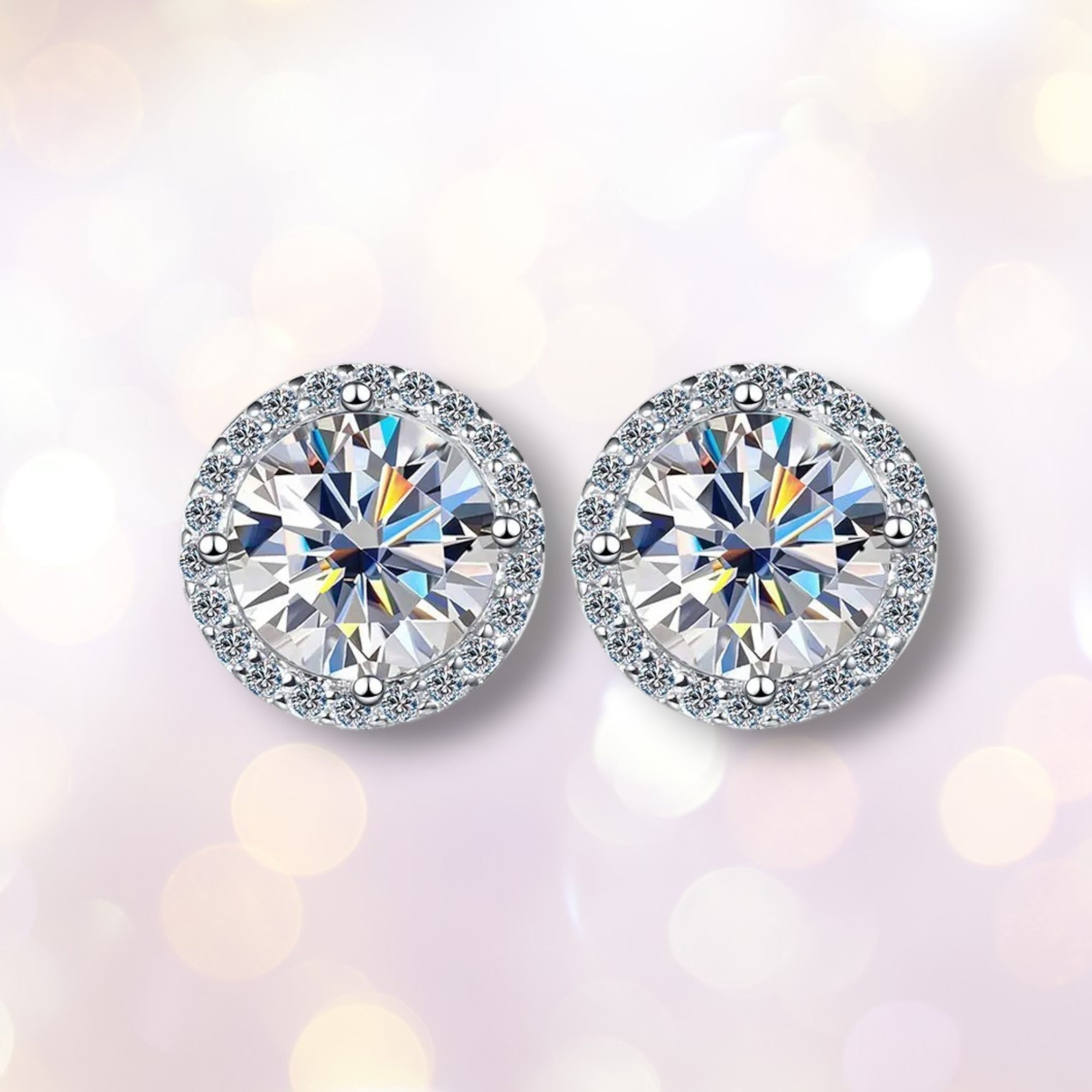 D Color Moissanite Stud Earrings | 0.5ct-2ct S925 Silver