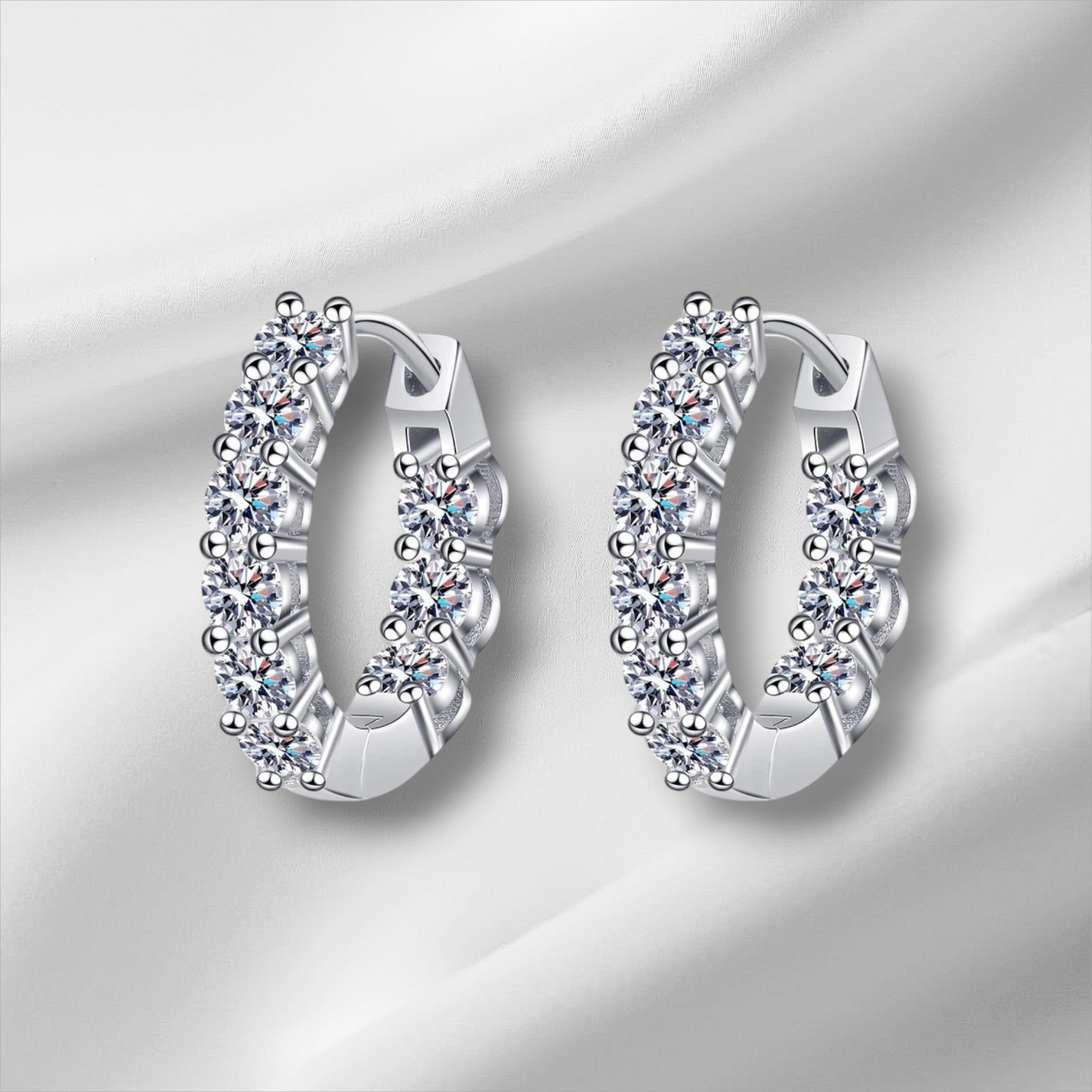 1.8ct Moissanite Hoop Earrings | 3mm D VVS1 Silver