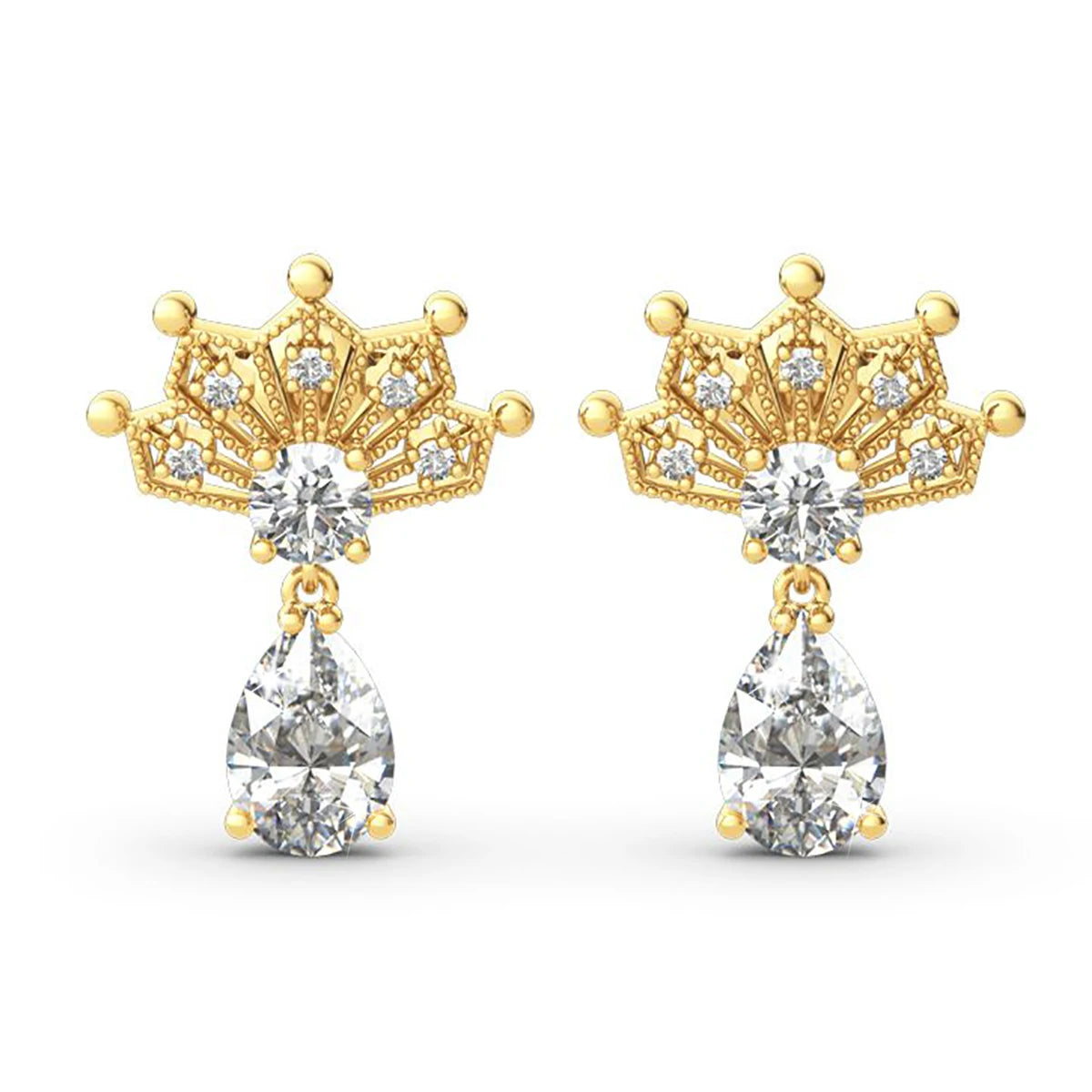 Moissanite Diamond Earrings Studs Solid Silver 925 Gold Plated Jewelry