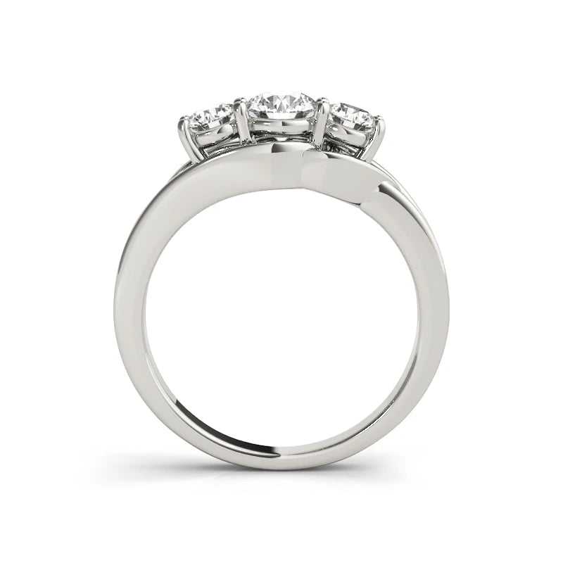 3 Stones Round Moissanite 925 Sterling Silver Ring For Women Wedding Bands Engagement Gift