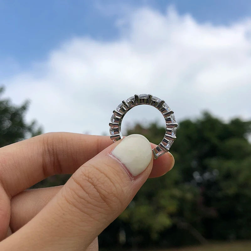 Moissanite Diamond Genuine 925 Sterling Silver 4mm Round Ring For Women's Wedding Anniversary Jewelry