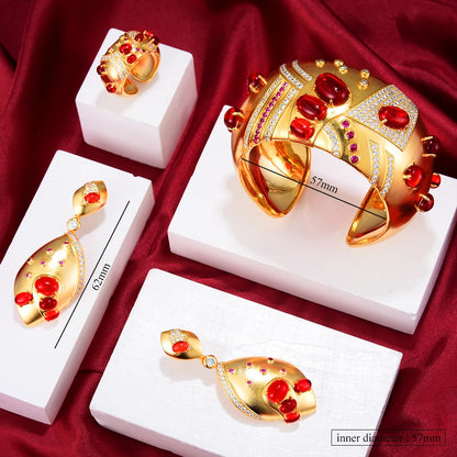 Wide Bangle Ring Earring Set