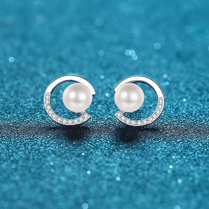 Natural Freshwater Pearl Moissanite Earrings