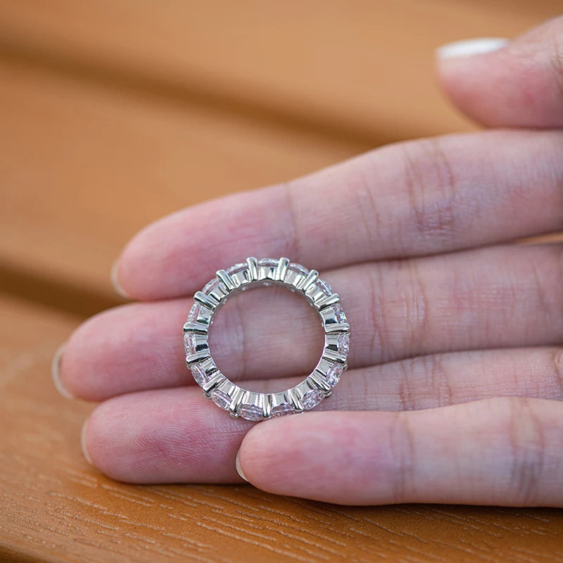 Moissanite Diamond Genuine 925 Sterling Silver 4mm Round Ring For Women's Wedding Anniversary Jewelry