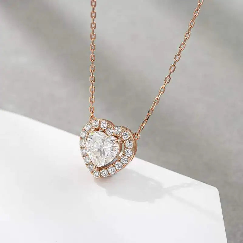 1 Carat Heart Moissanite Diamond Pendant Necklace