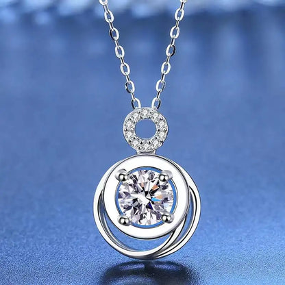 1 Carat Moissanite Double Circle Necklace