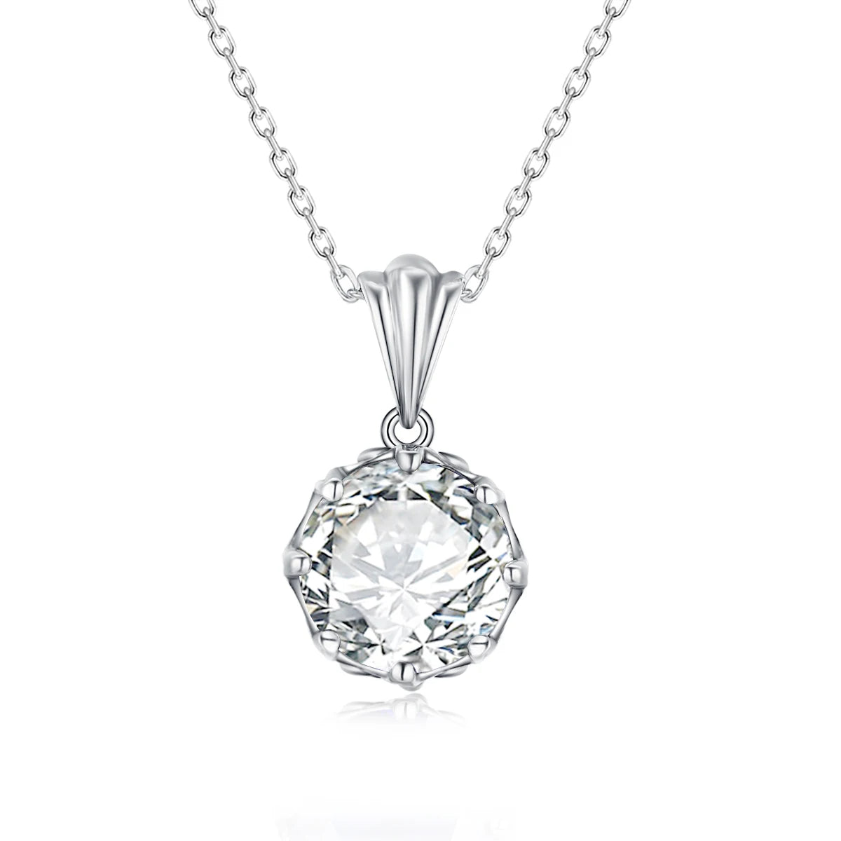Moissanite Necklace For Women D Color Round Cut Pure 925 Silver 4 Carat