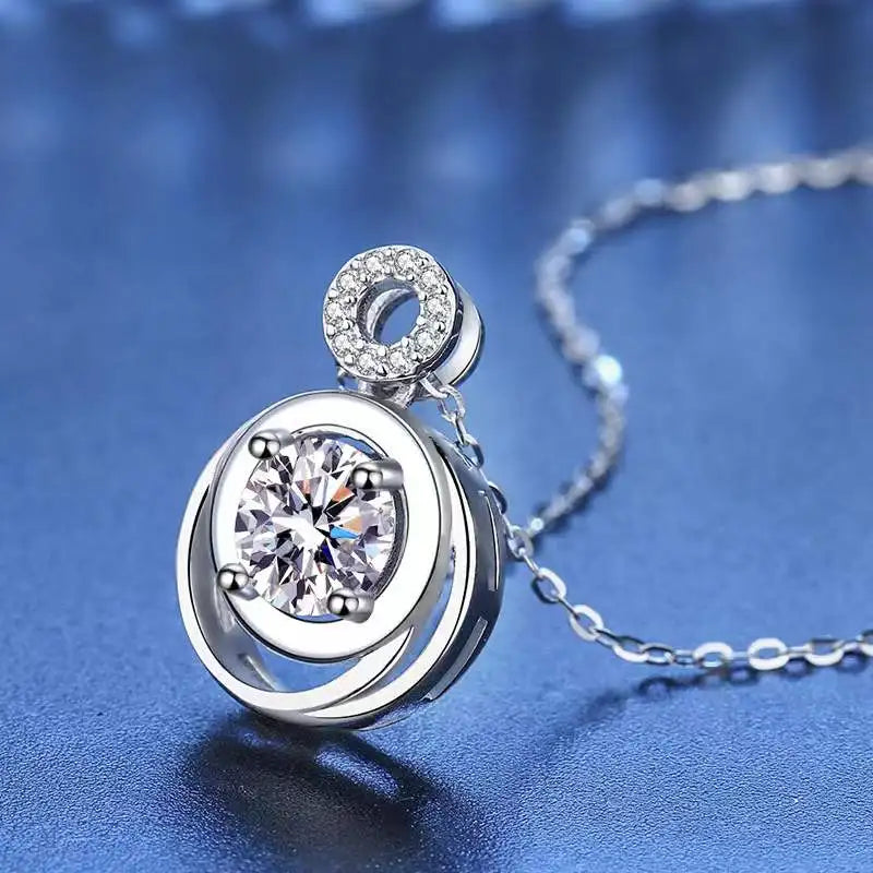 1 Carat Moissanite Double Circle Necklace