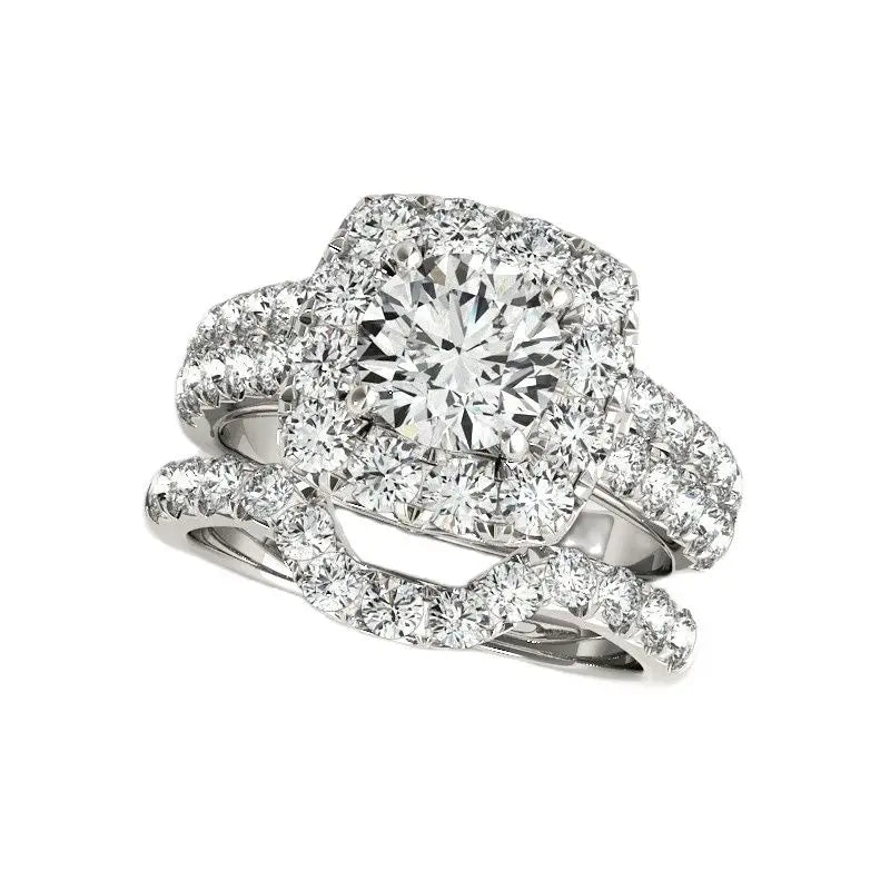 925 Sterling Silver Engagement Ring Sets 1 Carat Round Cut Women Wedding Anniversary Bridal Halo Ring