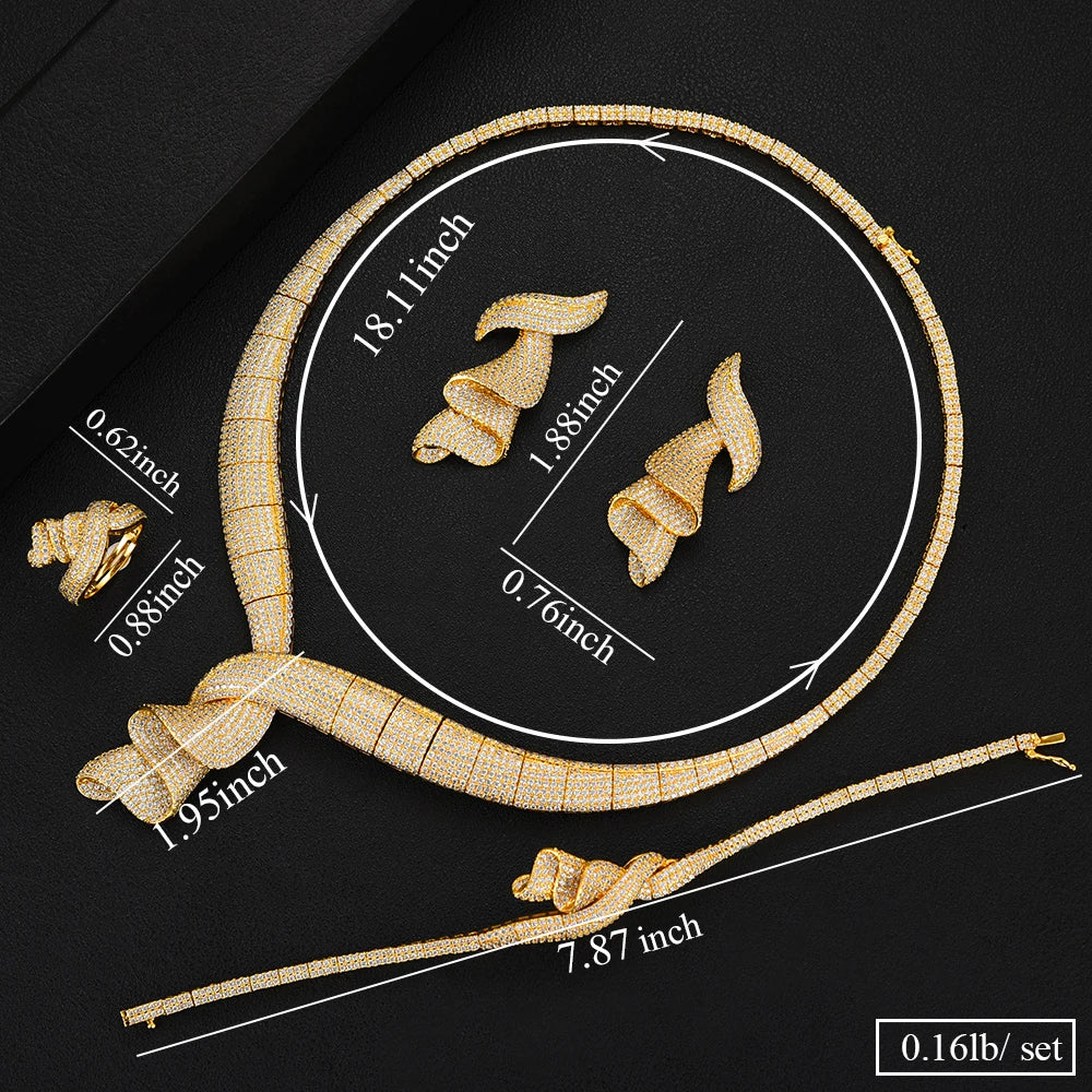 Cubic Zirconia Dubai Bridal Party Jewelry Set