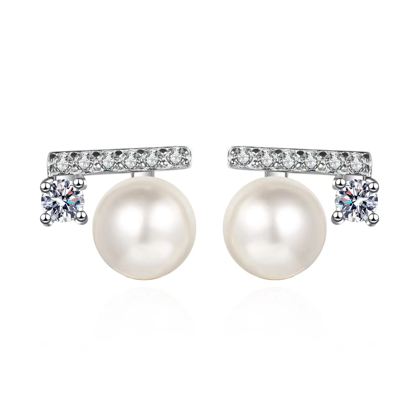 Natural Freshwater Pearl Moissanite Stud Earrings