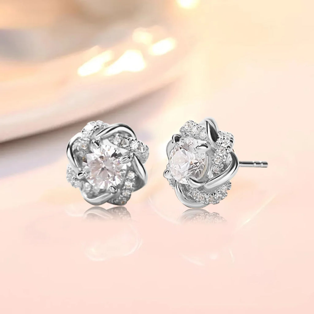 Moissanite Earrings Studs Pure 925 Silver Certificated 2 Carat 6.5mm