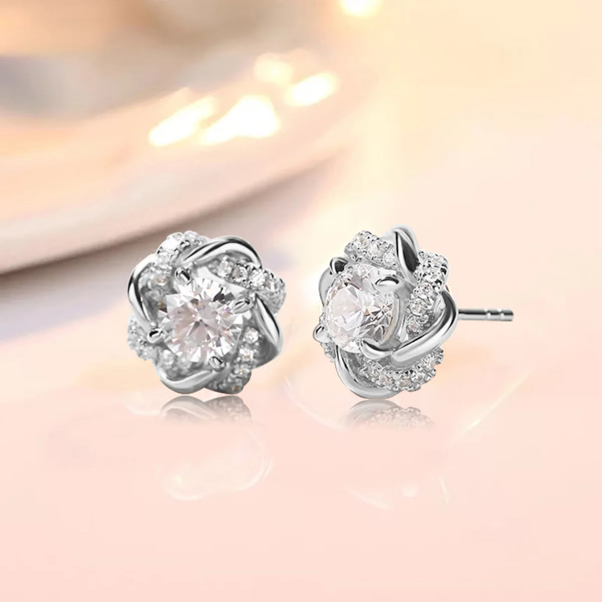 Moissanite Earrings Studs Pure 925 Silver Certificated 2 Carat 6.5mm