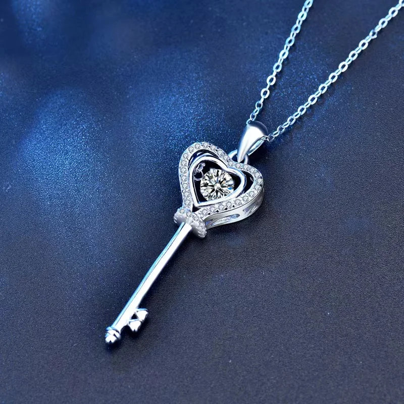 0.5ct Moissanite Key Pendant Necklace