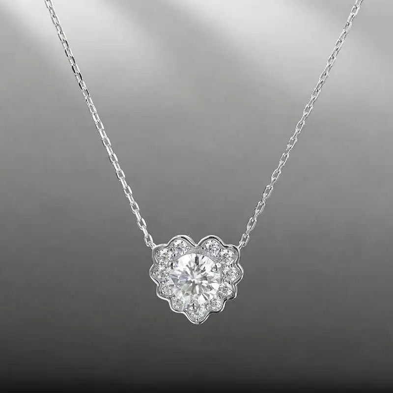 1 Carat Moissanite Diamond Heart Necklace