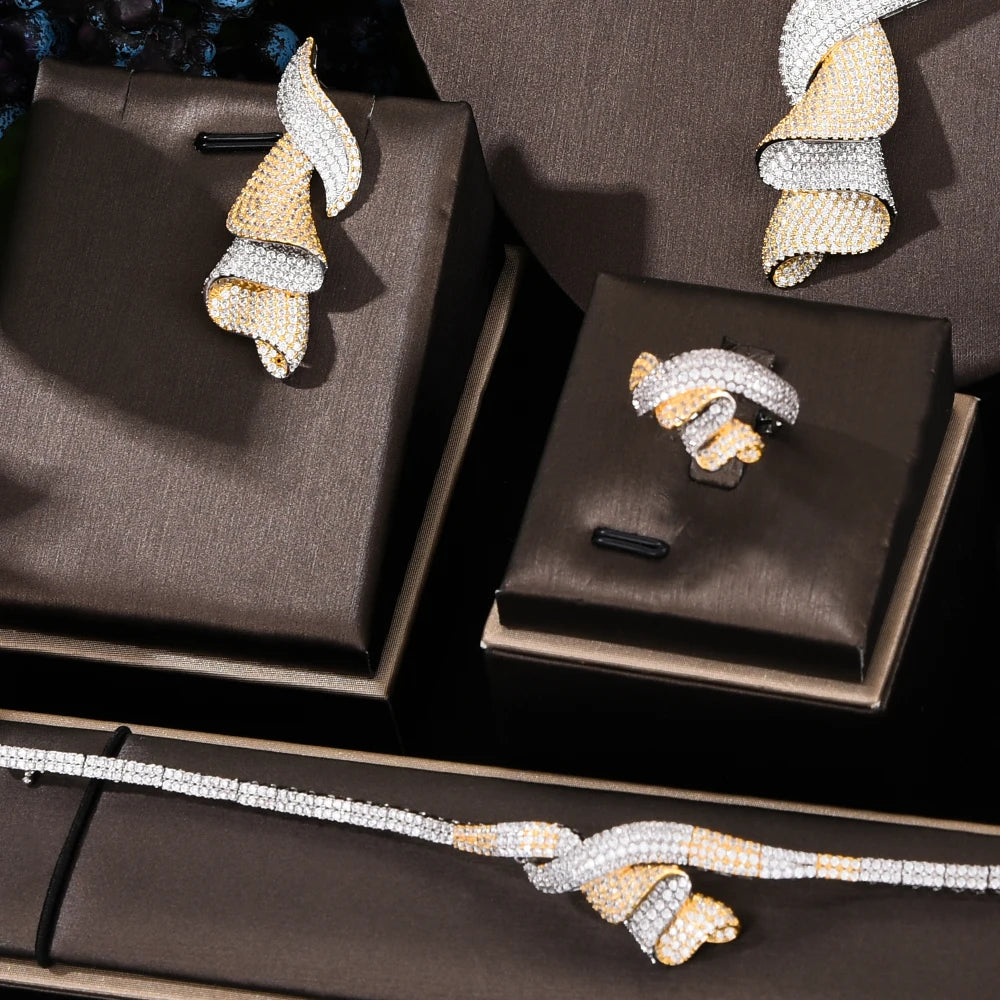 Cubic Zirconia Dubai Bridal Party Jewelry Set