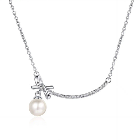 Natural Freshwater Pearl Moissanite Pendant Necklace