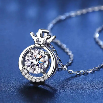 1 Carat Crown Moissanite Necklace