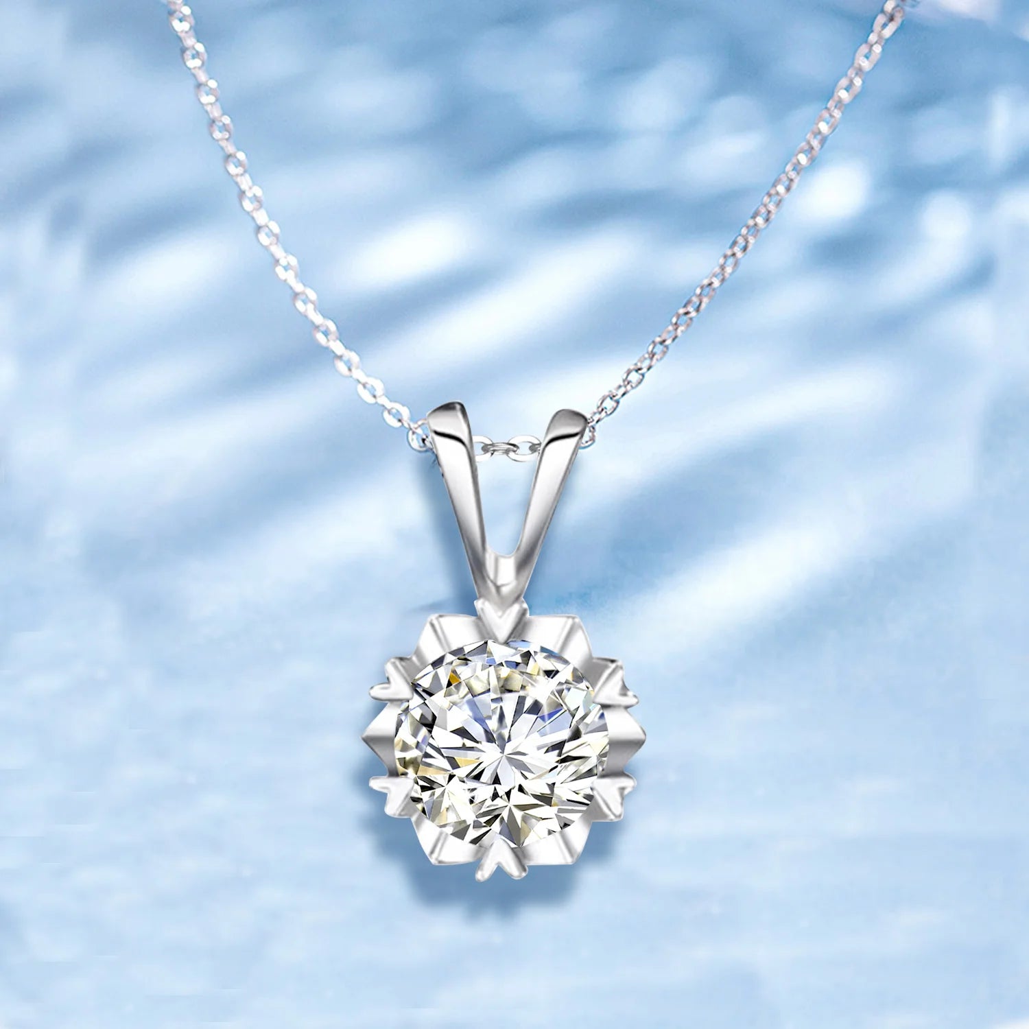 Moissanite Necklace For Women Test Positive 100% 925 Sterling Silver 1ct 2ct 3ct