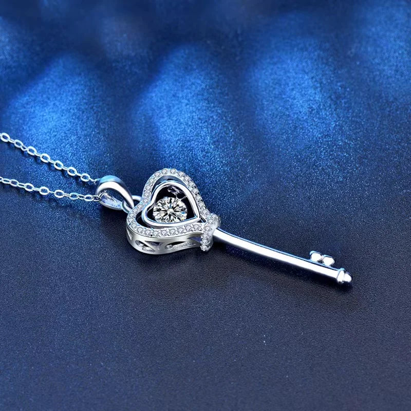 0.5ct Moissanite Key Pendant Necklace