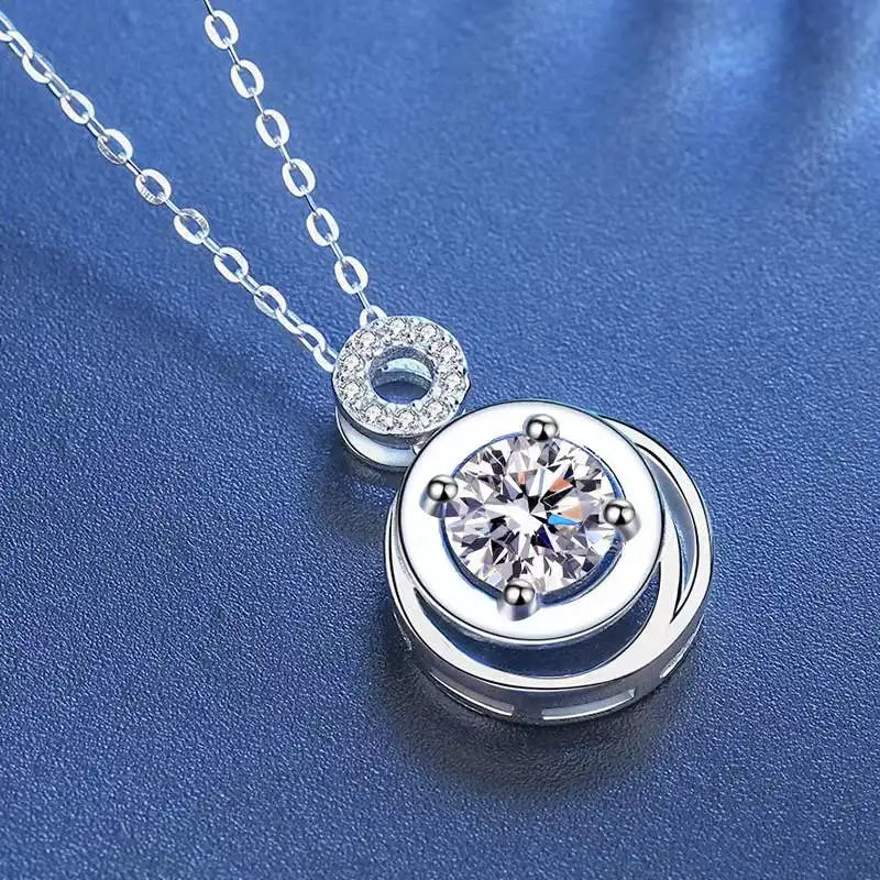 1 Carat Moissanite Double Circle Necklace