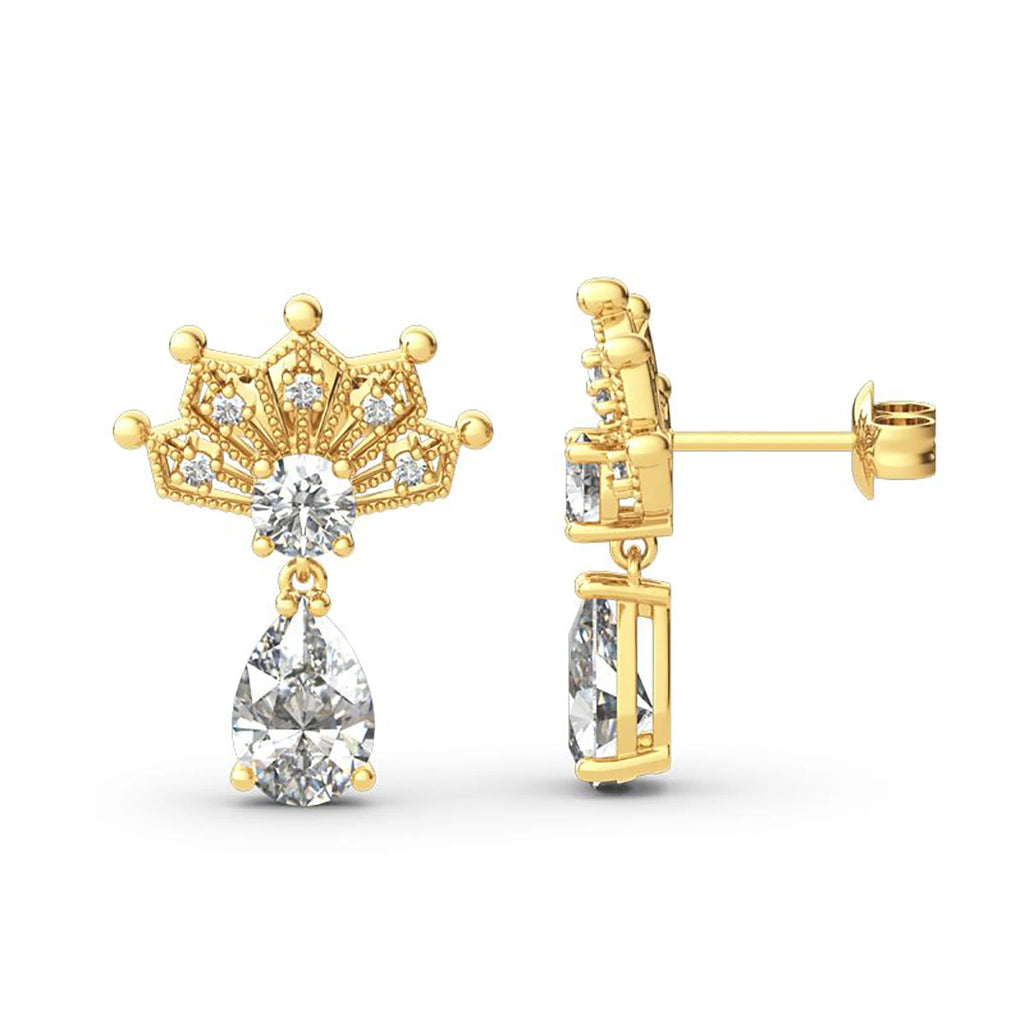 Moissanite Diamond Earrings Studs Solid Silver 925 Gold Plated Jewelry