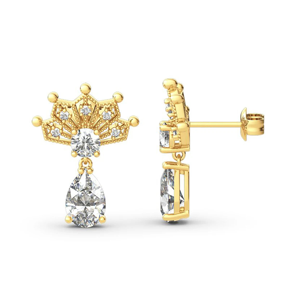 Moissanite Diamond Earrings Studs Solid Silver 925 Gold Plated Jewelry