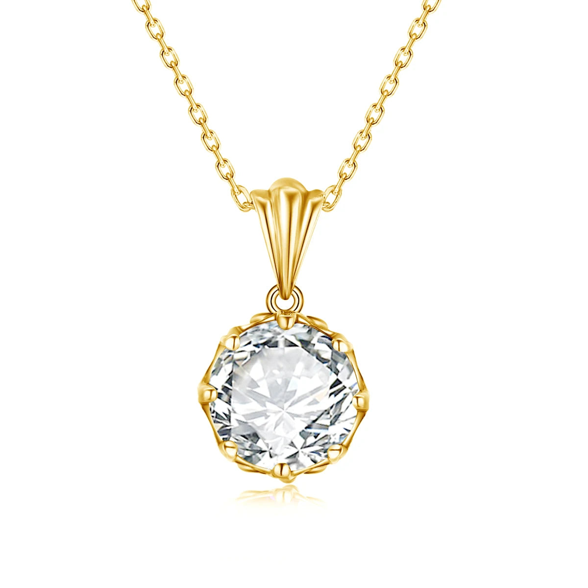 Moissanite Necklace For Women D Color Round Cut Pure 925 Silver 4 Carat