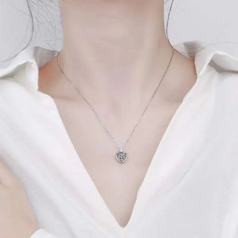 1 Carat Moissanite Heart Necklace