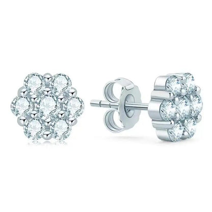 Moissanite Flower Stud Earings