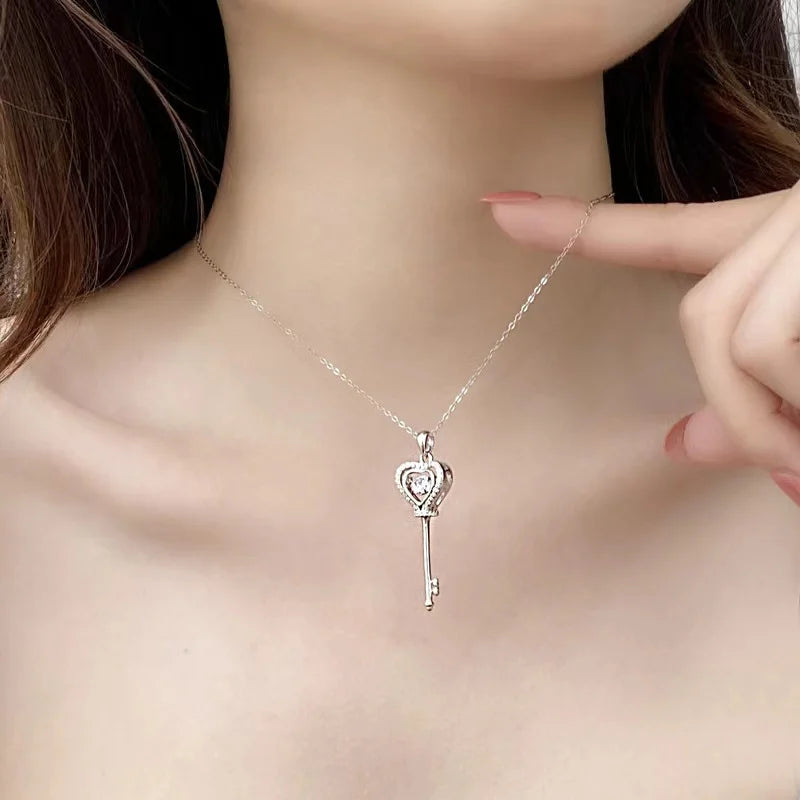 0.5ct Moissanite Key Pendant Necklace