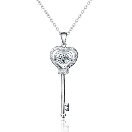 0.5ct Moissanite Key Pendant Necklace