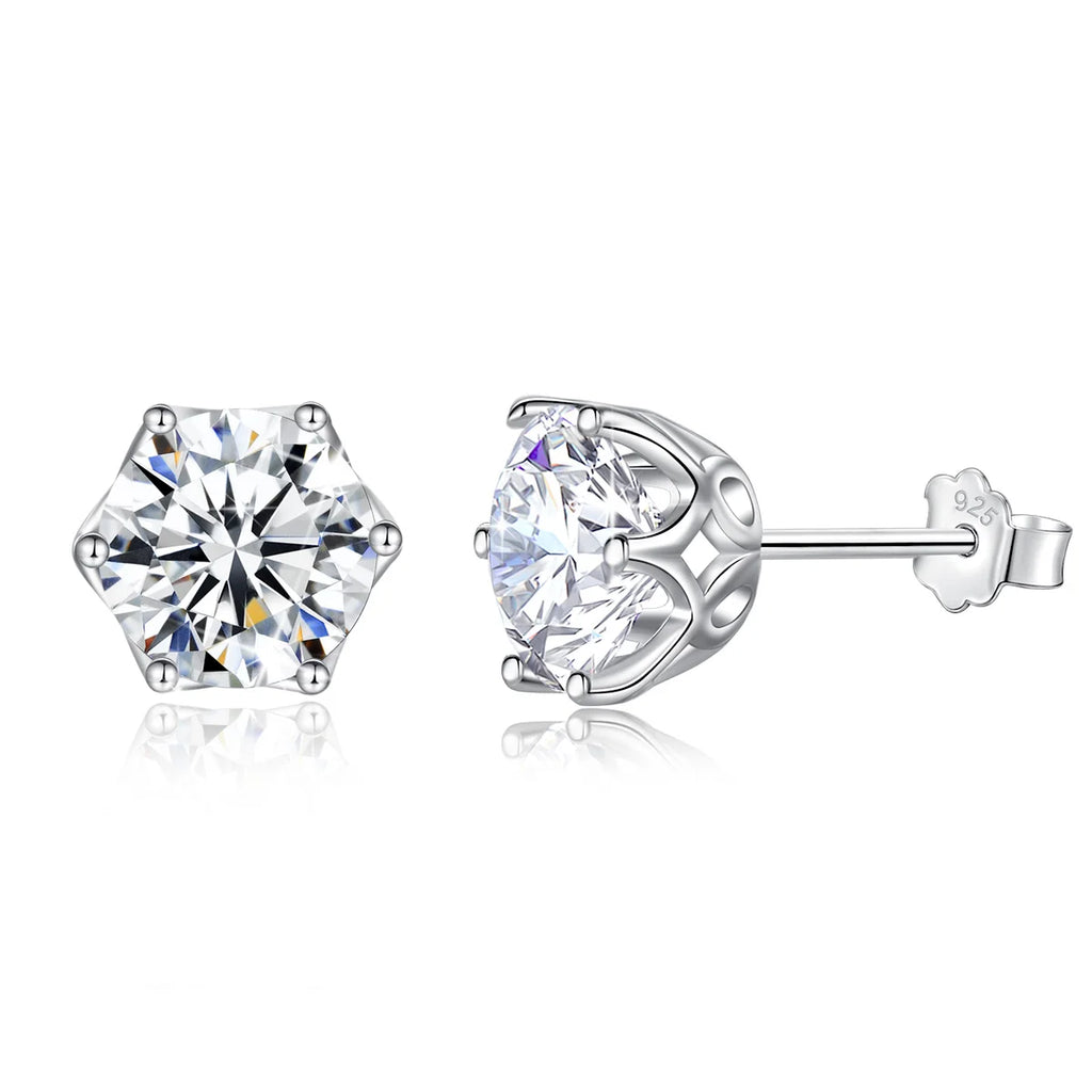 Moissanite Earrings Studs 925 Sterling Silver Classic 6 Prongs