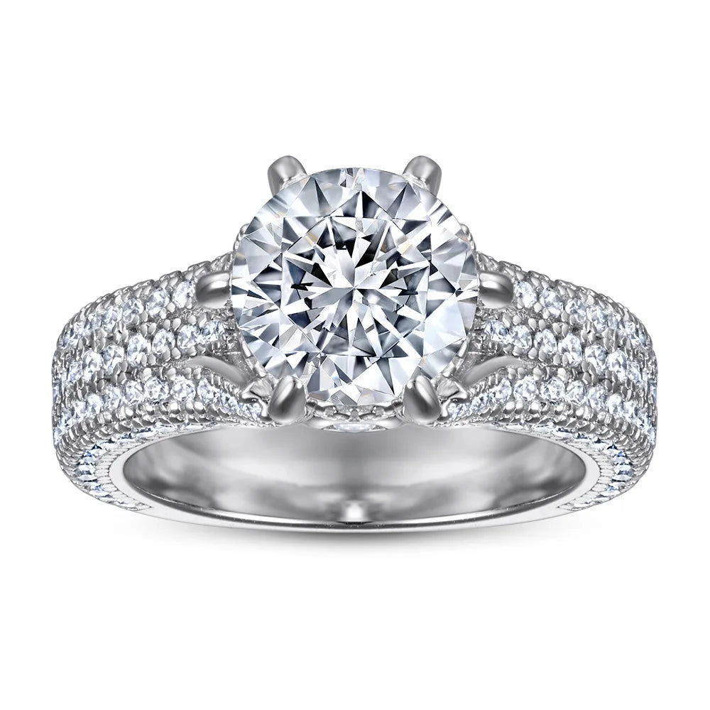 2 Ct Moissanite Diamond Engagement Ring 925 Sterling Silver For Women Anniversary Wedding Ring