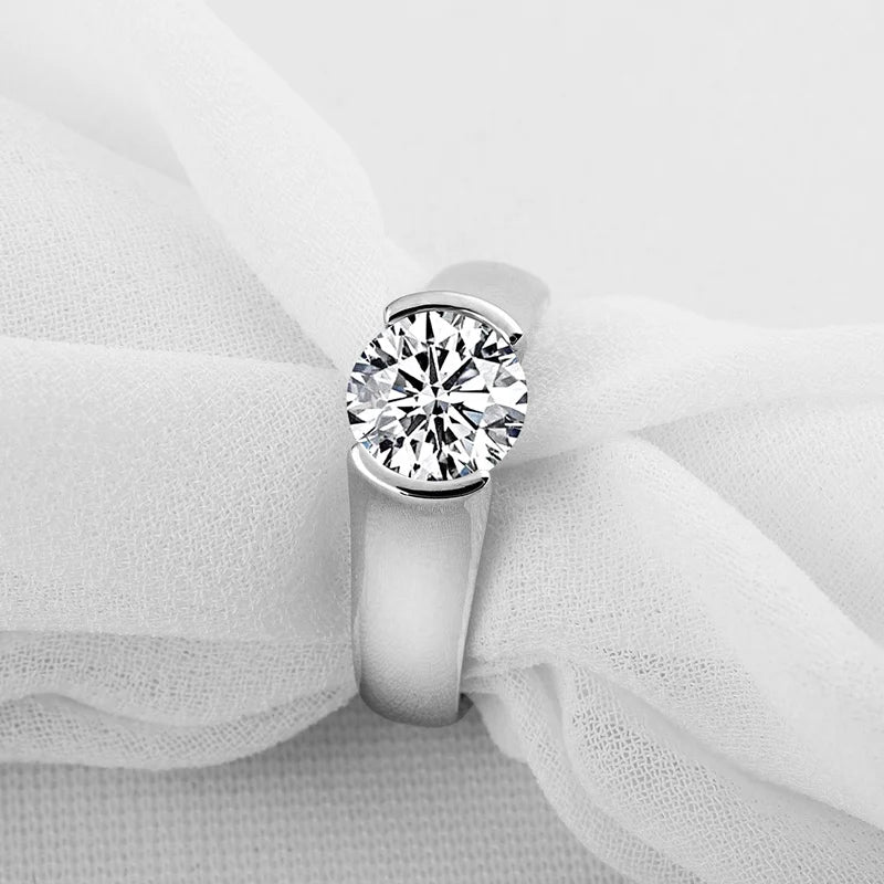 ANZIW 2.0 Carats Round Cut Solitaire Engagement Ring SONA Diamond 925 Sterling Silver Anniversary Wedding Band Ring for Women