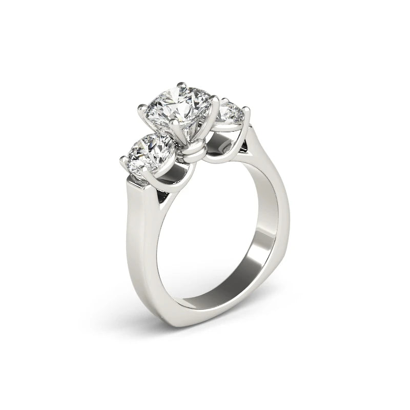Three Stones 925 Sterling Silver Moissanite Wedding Engagement Ring For Women Finger Fashion Band Bridal Jewelry