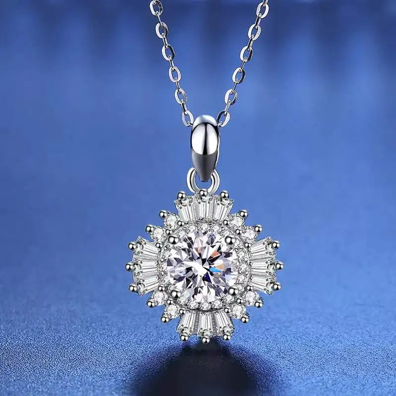 1 Carat Sunflower Moissanite Necklace