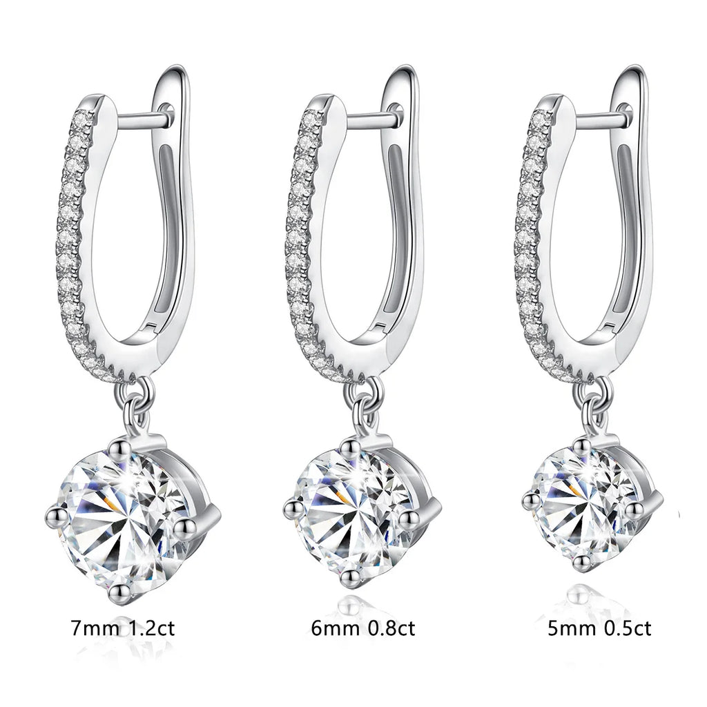Long Drop Earrings For Women 100% 925 Sterling Silver 1.2 Carat