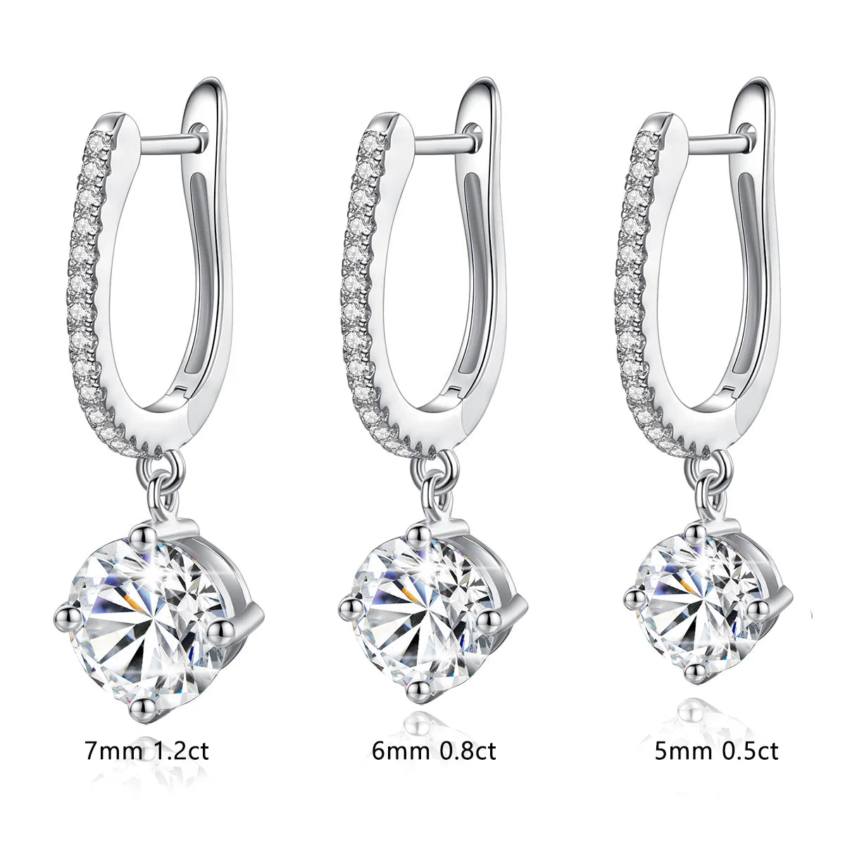 Long Drop Earrings For Women 100% 925 Sterling Silver 1.2 Carat