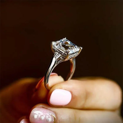 5 Carat Emerald Moissanite Diamond Engagement Ring