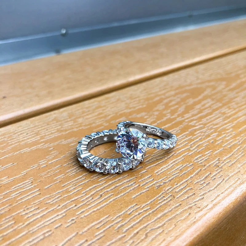 Moissanite Diamond Genuine 925 Sterling Silver 4mm Round Ring For Women's Wedding Anniversary Jewelry