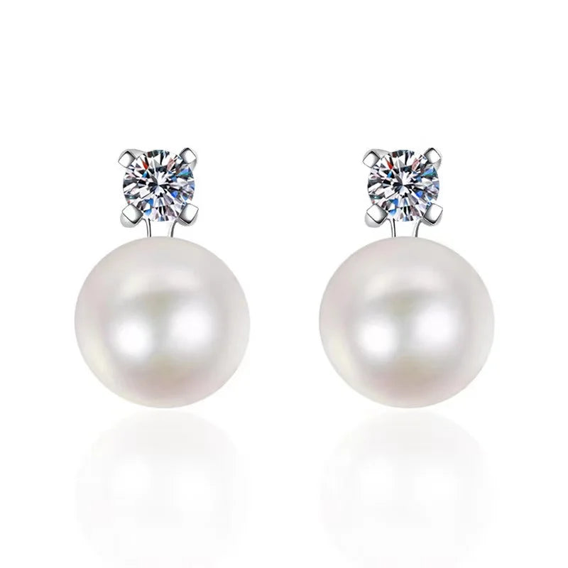 Natural Pearl Moissanite Earrings