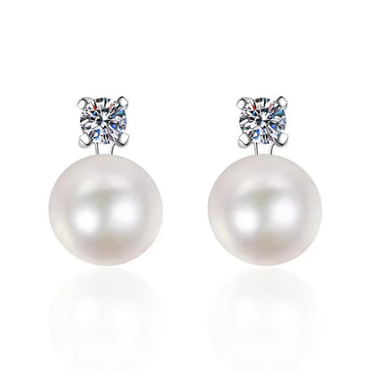 Natural Pearl Moissanite Earrings