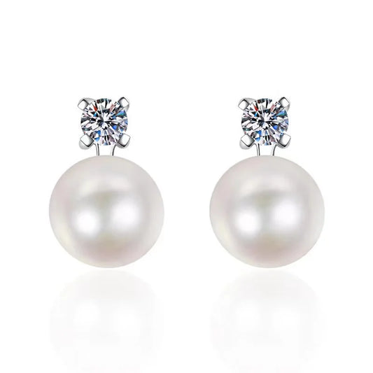 Natural Pearl Moissanite Earrings