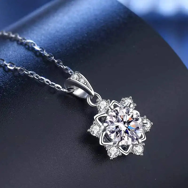 1 Carat Moissanite Snowflake Pendant Necklace