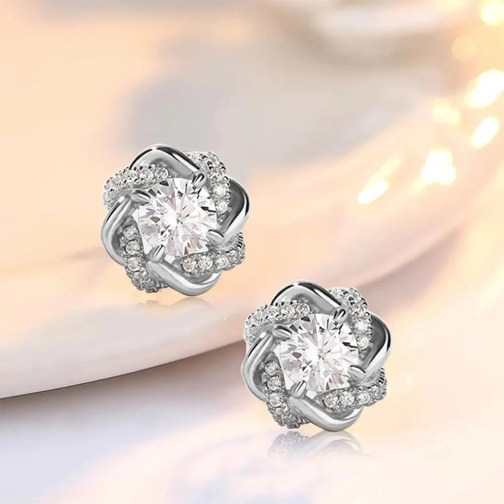 Moissanite Earrings Studs Pure 925 Silver Certificated 2 Carat 6.5mm