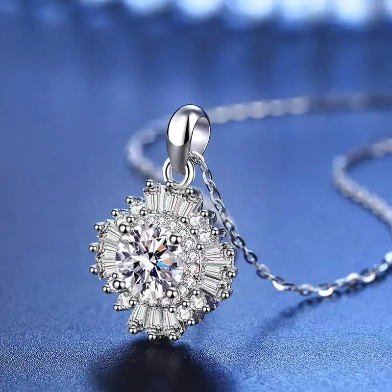 1 Carat Sunflower Moissanite Necklace